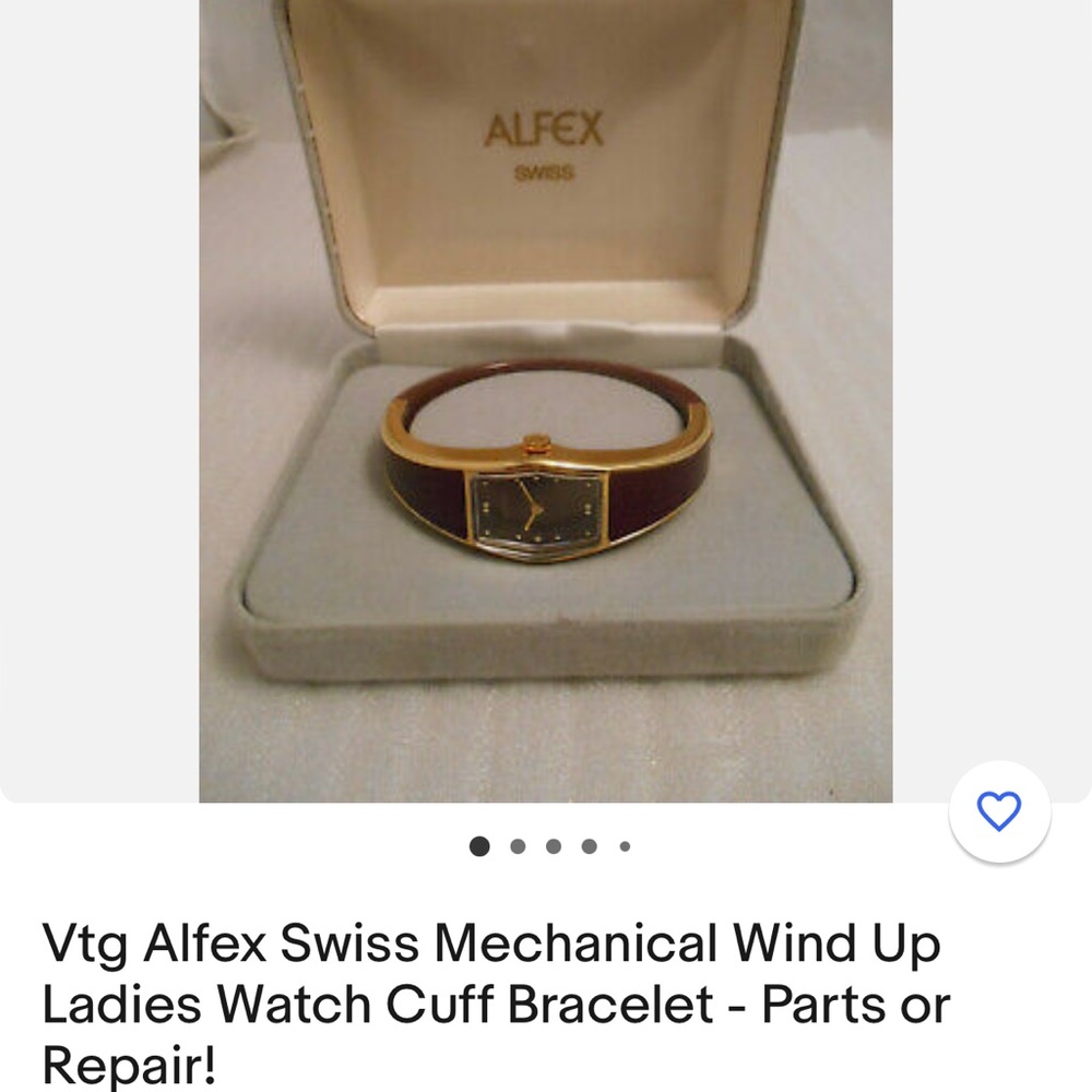 Vintage Alfex Swiss Mechanical Wind Up Ladies Cuff Bracelet Watch